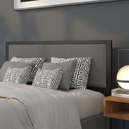Flash Furniture Melbourne Metal Upholstered Queen Size Headboard in Dark Gray Fabric HG-HB1717-Q-DG-GG